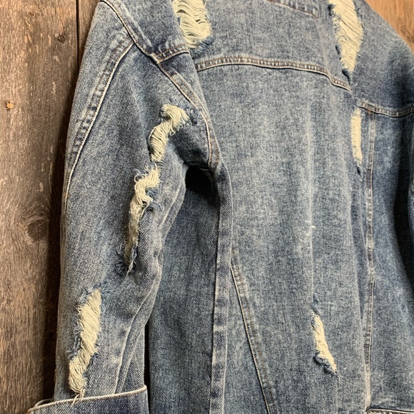 Distressed Denim Jean Jacket - Picture 3 of 10